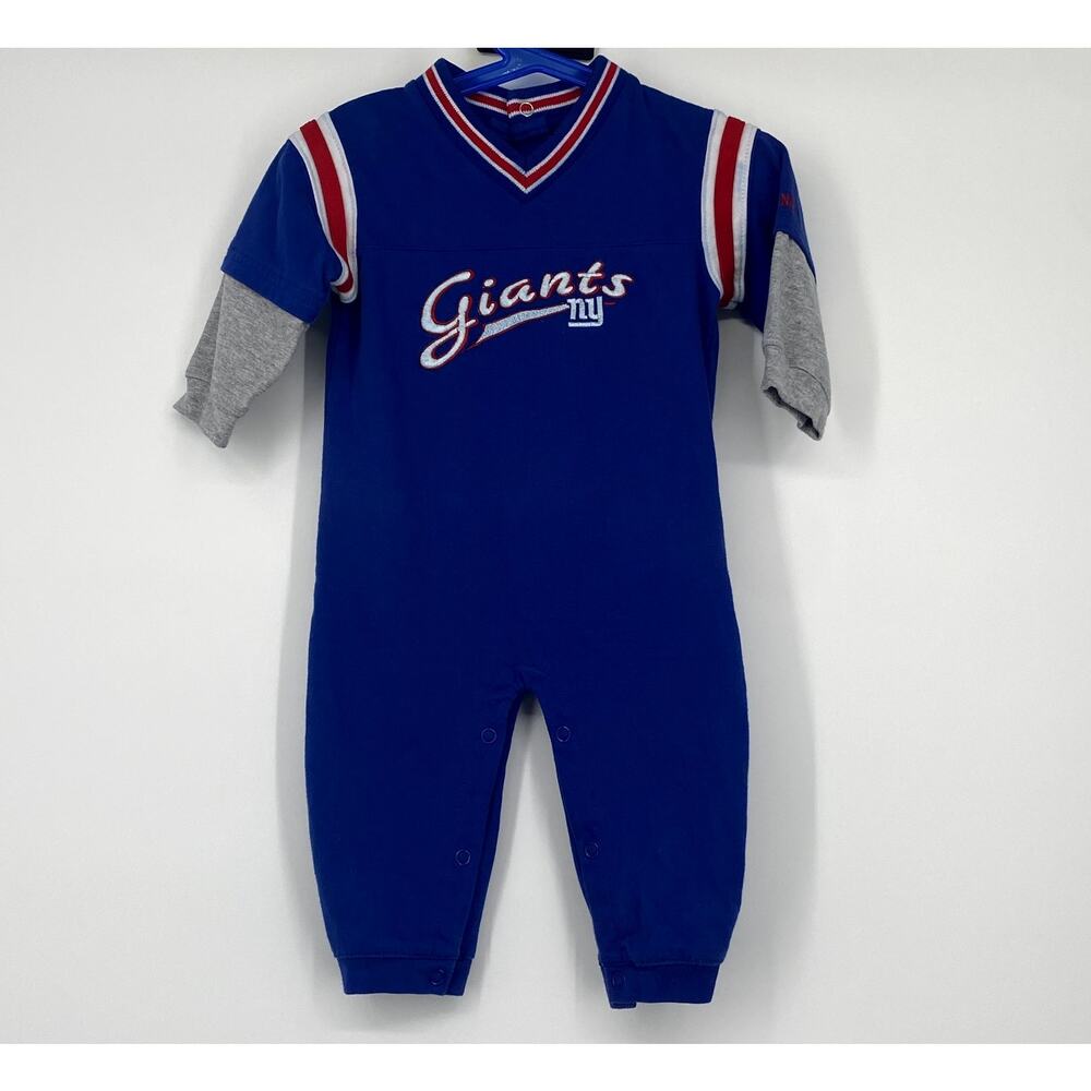 NY Giants NFL Team Apparel Infant One Piece Coverall Unisex Sz 12m